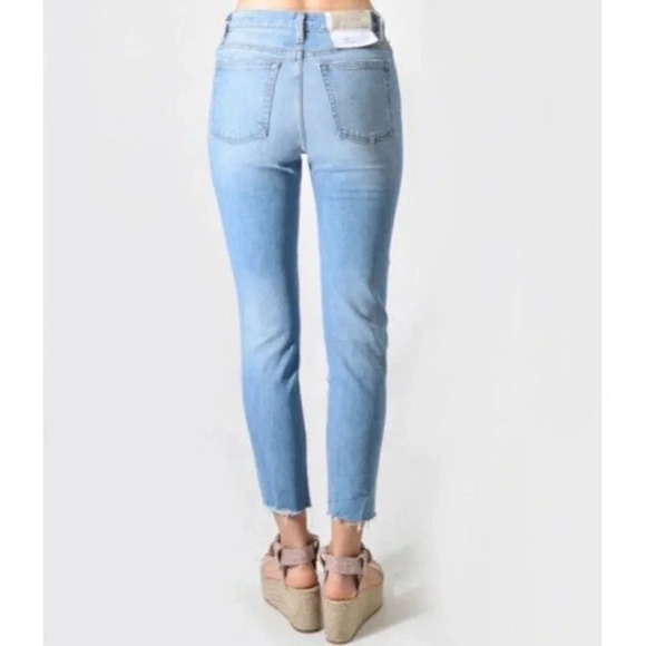 IRO Genn Blue Distressed Silver Detailing Chain Jeans Womens Size 27 ($325) - Picture 3 of 16